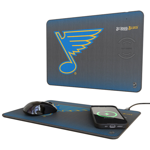 St. Louis Blues Linen 15-Watt Wireless Charger and Mouse Pad