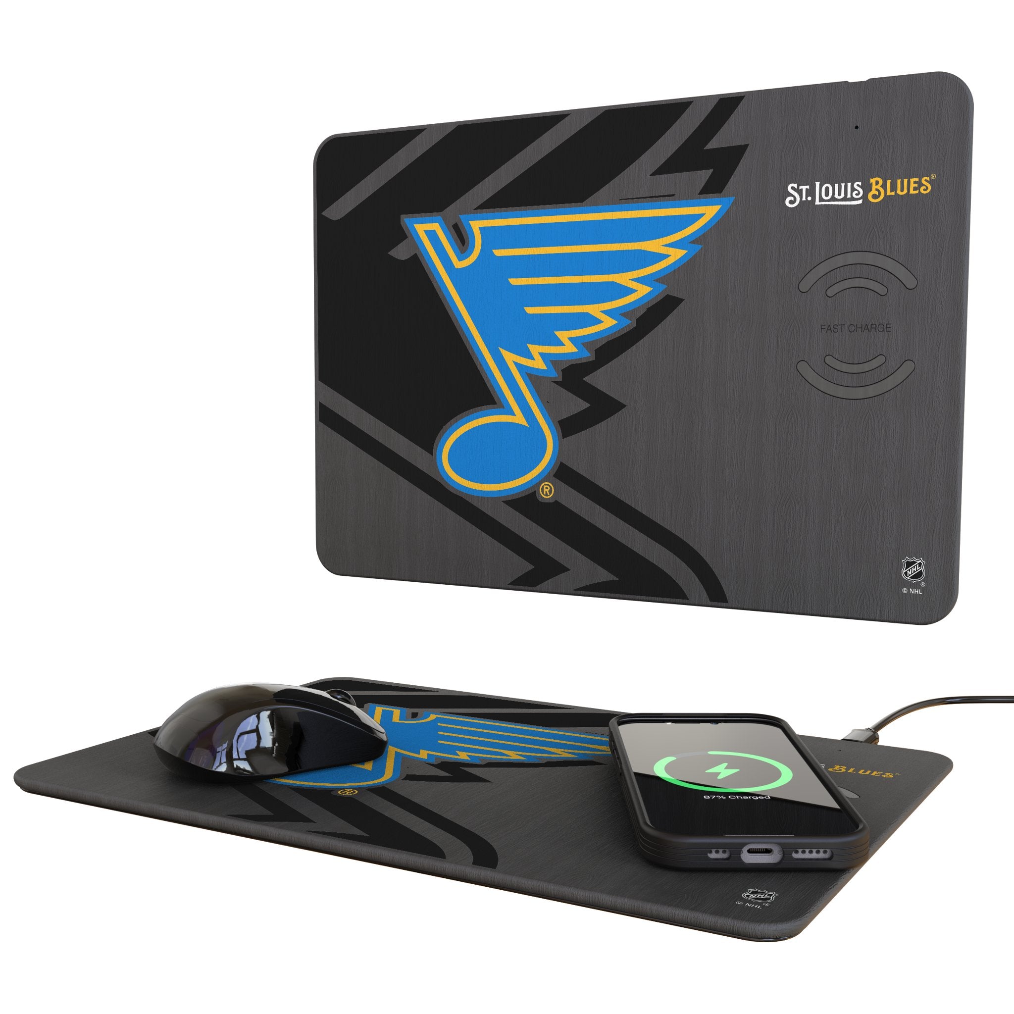 St. Louis Blues Monocolor Tilt 15-Watt Wireless Charger and Mouse Pad