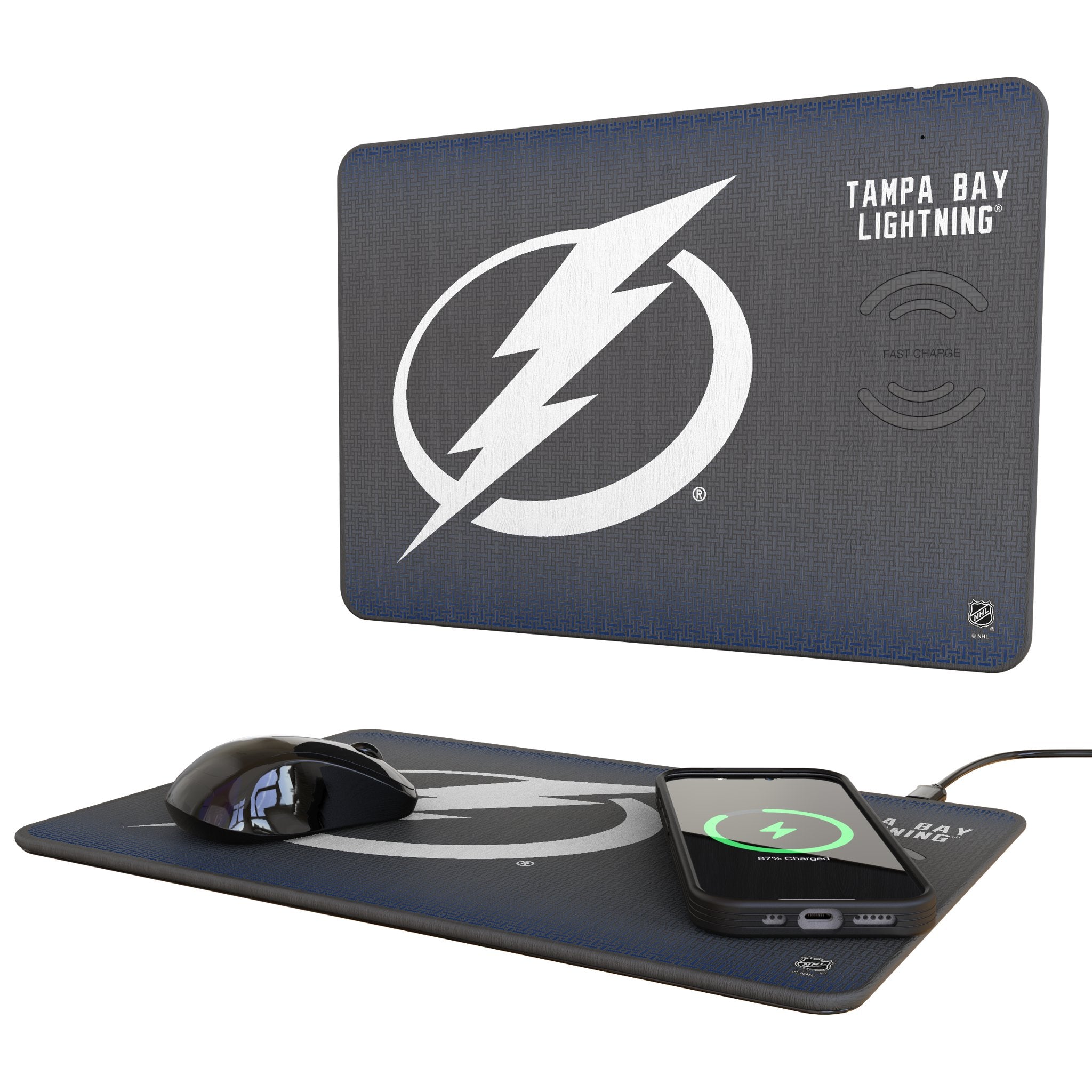 Tampa Bay Lightning Linen 15-Watt Wireless Charger and Mouse Pad