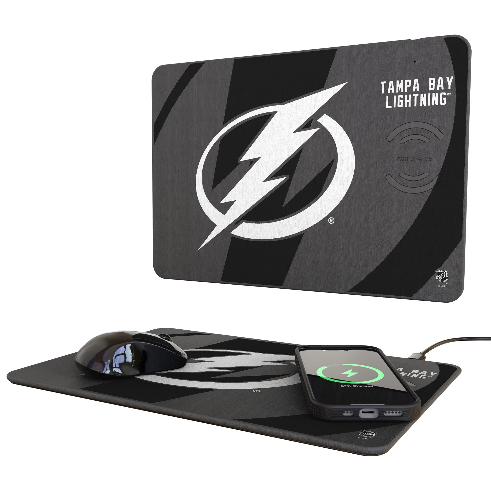 Tampa Bay Lightning Monocolor Tilt 15-Watt Wireless Charger and Mouse Pad