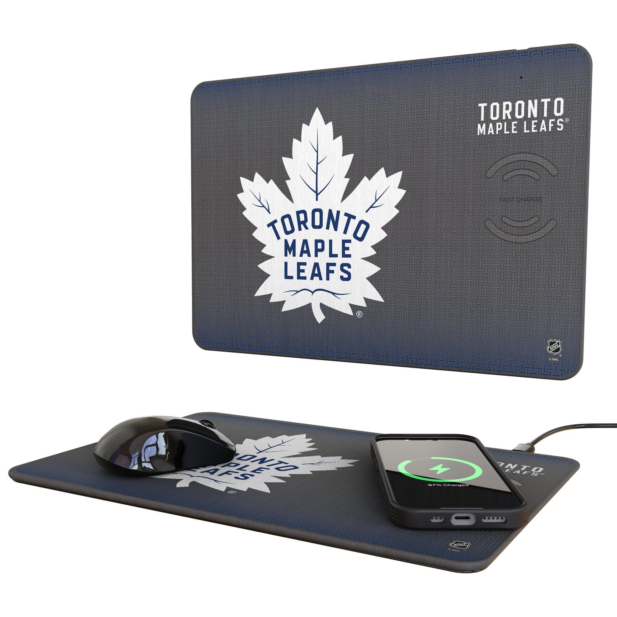 Toronto Maple Leafs Linen 15-Watt Wireless Charger and Mouse Pad
