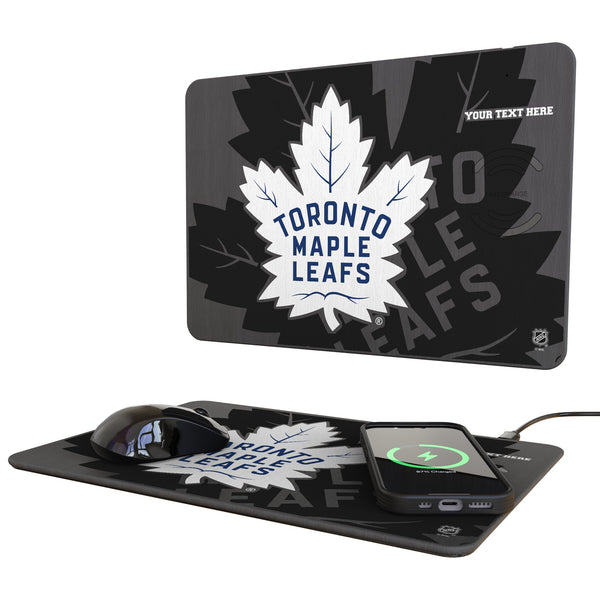 Toronto Maple Leafs Personalized Tilt 15-Watt Wireless Charger and Mouse Pad