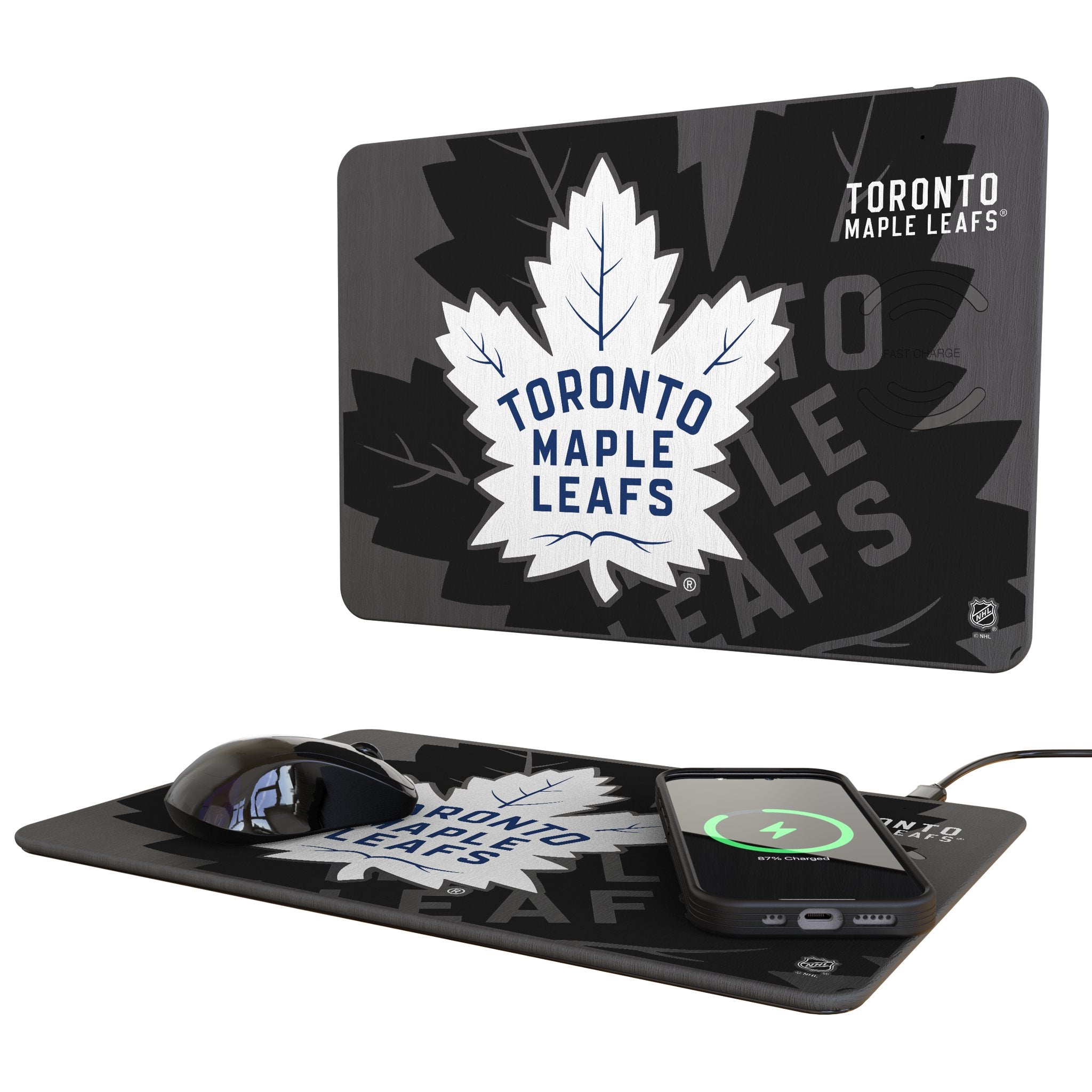 Toronto Maple Leafs Monocolor Tilt 15-Watt Wireless Charger and Mouse Pad