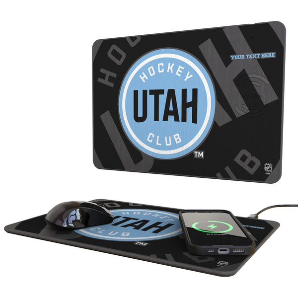 Utah Hockey Club Personalized Tilt 15-Watt Wireless Charger and Mouse Pad