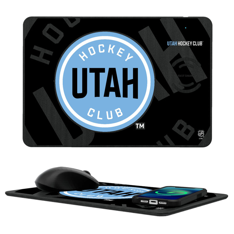 Utah Hockey Club Monocolor Tilt 15-Watt Wireless Charger and Mouse Pad