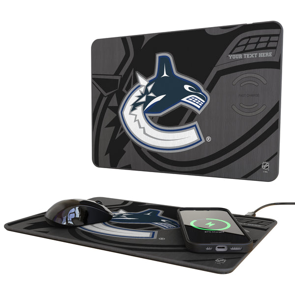 Vancouver Canucks Personalized Tilt 15-Watt Wireless Charger and Mouse Pad