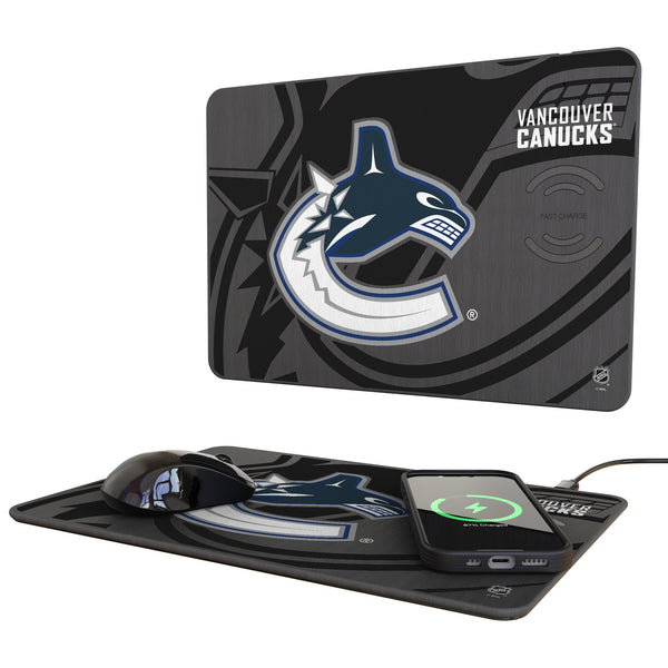 Vancouver Canucks Monocolor Tilt 15-Watt Wireless Charger and Mouse Pad
