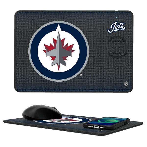 Winnipeg Jets Linen 15-Watt Wireless Charger and Mouse Pad