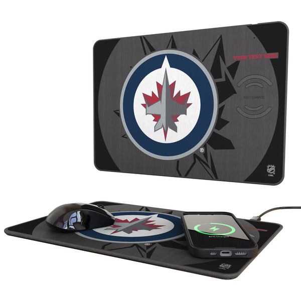 Winnipeg Jets Personalized Tilt 15-Watt Wireless Charger and Mouse Pad