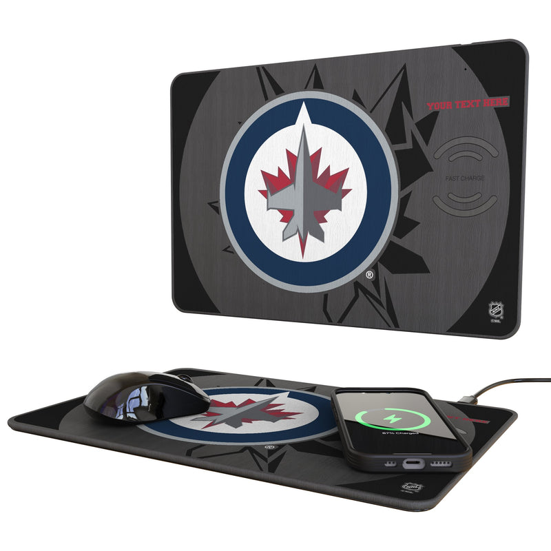 Winnipeg Jets Personalized Tilt 15-Watt Wireless Charger and Mouse Pad