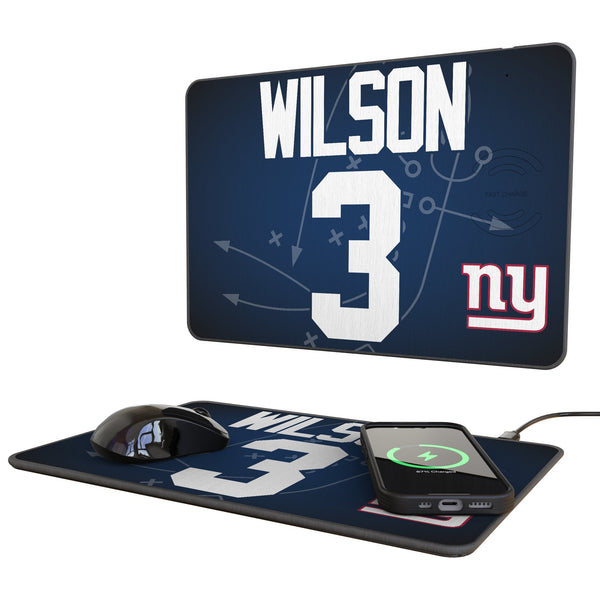 Russell Wilson New York Giants 3 Game Tactic 15-Watt Wireless Charger and Mouse Pad