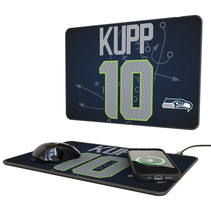 Cooper Kupp Seattle Seahawks 10 Game Tactic 15-Watt Wireless Charger and Mouse Pad