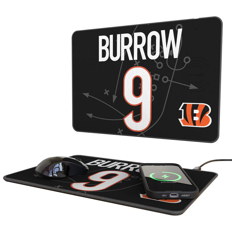 Joe Burrow Cincinnati Bengals 9 Game Tactic 15-Watt Wireless Charger and Mouse Pad