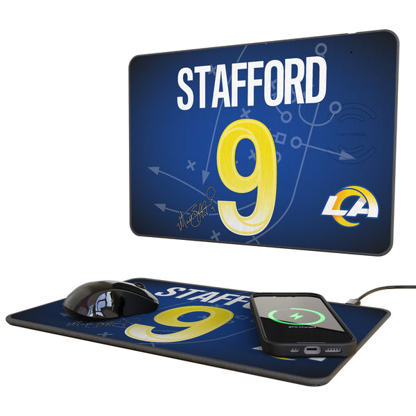 Matthew Stafford Los Angeles Rams 9 Game Tactic 15-Watt Wireless Charger and Mouse Pad