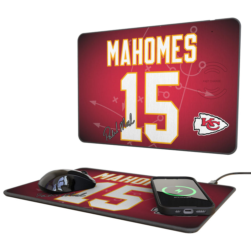 Patrick Mahomes Kansas City Chiefs 15 Game Tactic 15-Watt Wireless Charger and Mouse Pad