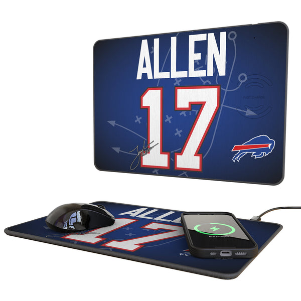 Josh Allen Buffalo Bills 17 Game Tactic 15-Watt Wireless Charger and Mouse Pad
