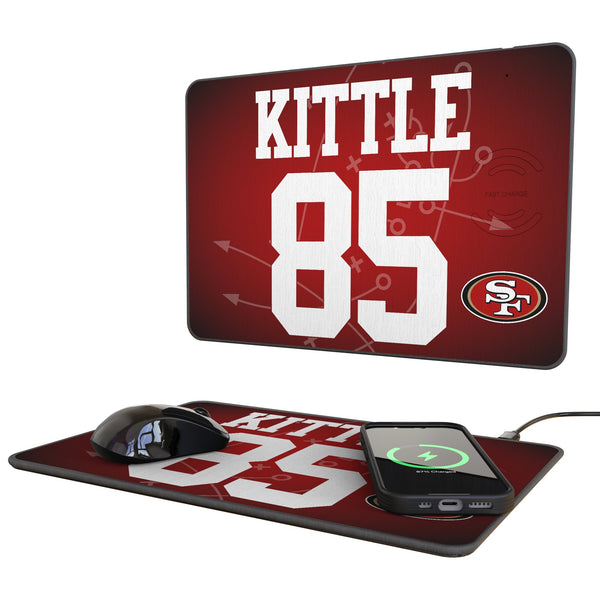 George Kittle San Francisco 49ers 85 Game Tactic 15-Watt Wireless Charger and Mouse Pad