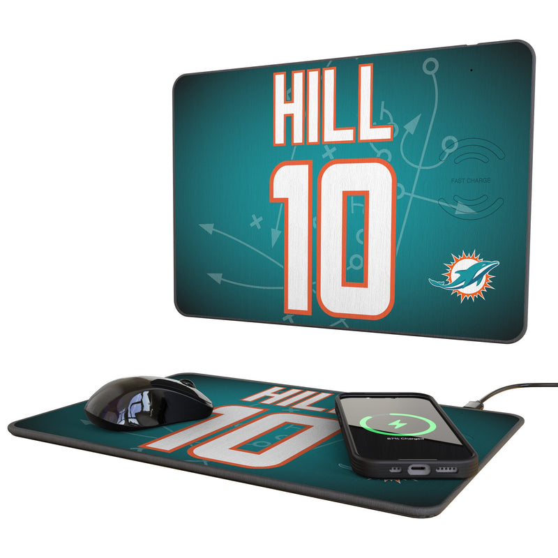 Tyreek Hill Miami Dolphins 10 Game Tactic 15-Watt Wireless Charger and Mouse Pad