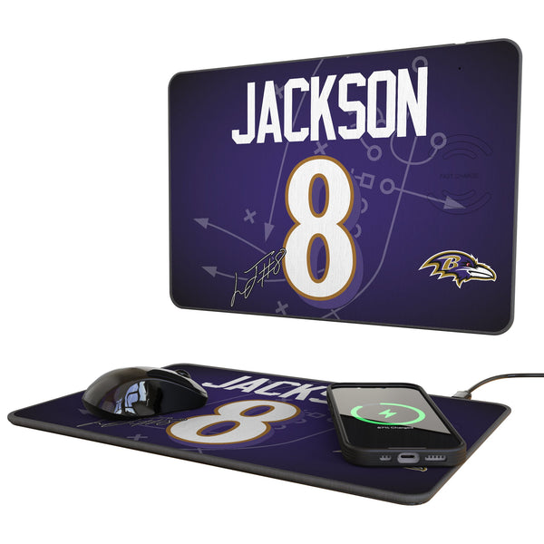 Lamar Jackson Baltimore Ravens 8 Game Tactic 15-Watt Wireless Charger and Mouse Pad