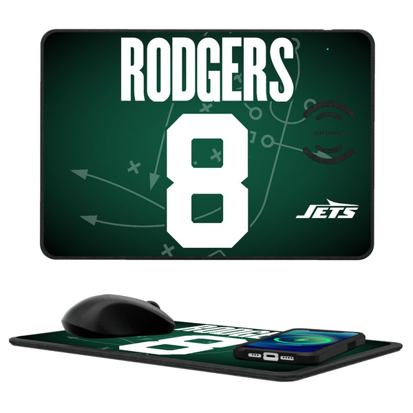Aaron Rodgers New York Jets 8 Ready 15-Watt Wireless Charger and Mouse Pad