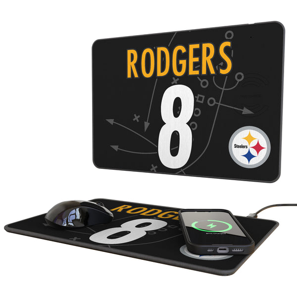 Aaron Rodgers Pittsburgh Steelers 8 Game Tactic 15-Watt Wireless Charger and Mouse Pad