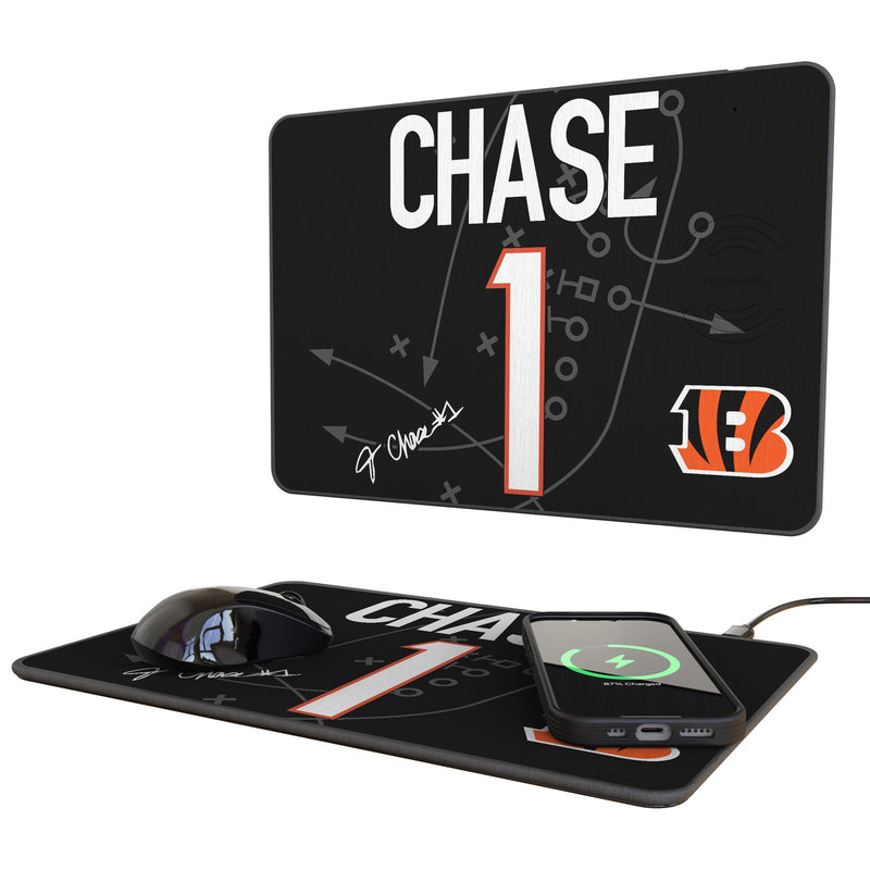 Ja'Marr Chase Cincinnati Bengals 1 Game Tactic 15-Watt Wireless Charger and Mouse Pad