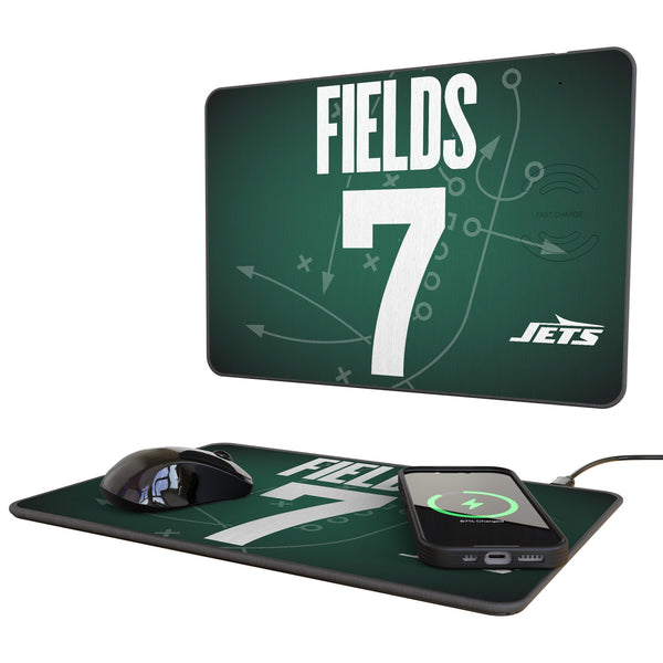 Justin Fields New York Jets 7 Game Tactic 15-Watt Wireless Charger and Mouse Pad