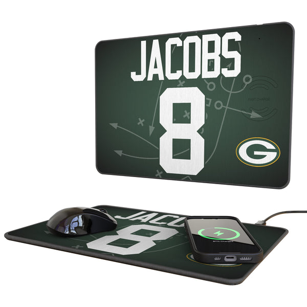 Josh Jacobs Green Bay Packers 8 Game Tactic 15-Watt Wireless Charger and Mouse Pad
