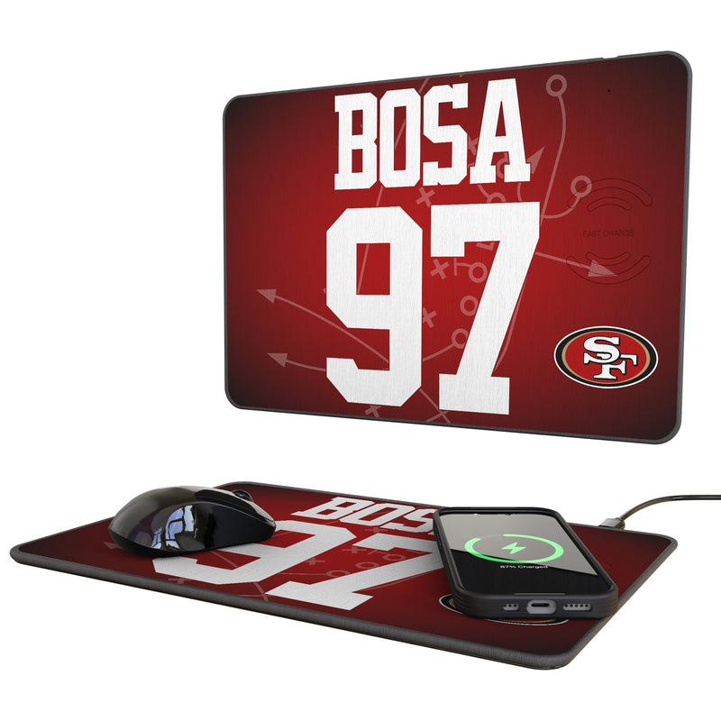 Nick Bosa San Francisco 49ers 97 Game Tactic 15-Watt Wireless Charger and Mouse Pad