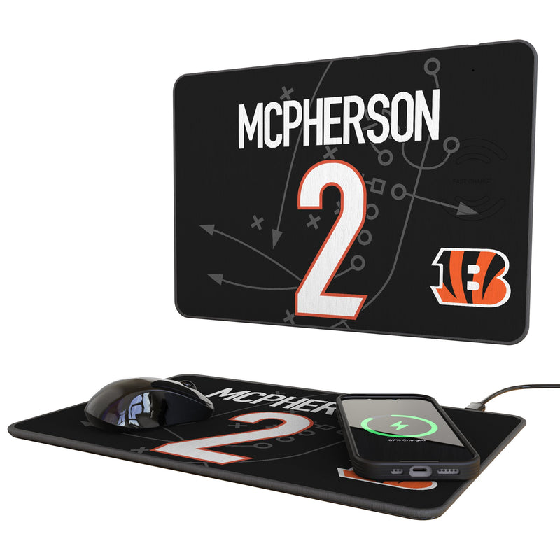 Evan McPherson Cincinnati Bengals 2 Game Tactic 15-Watt Wireless Charger and Mouse Pad