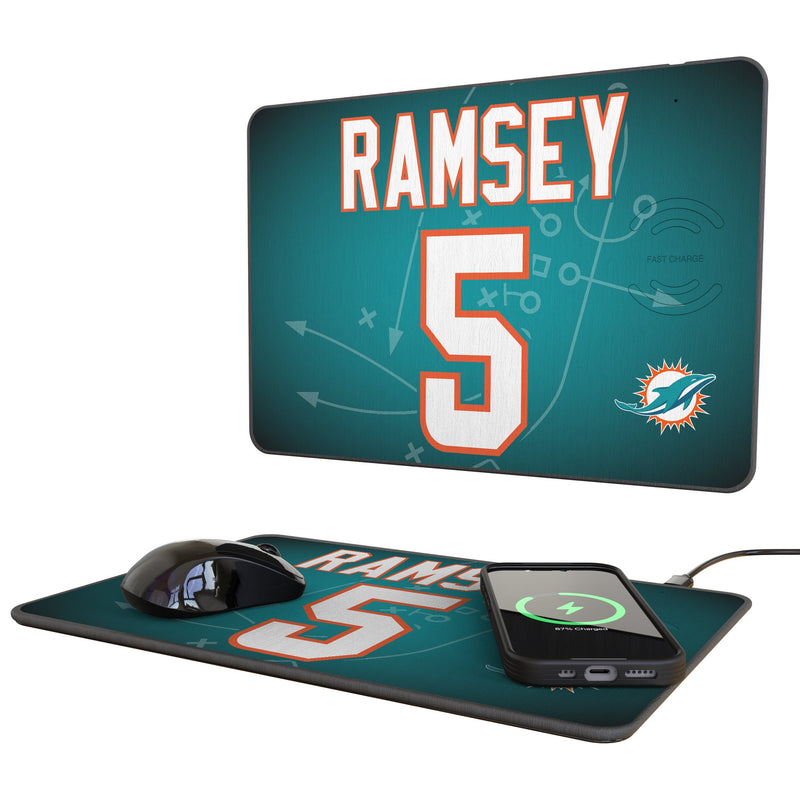 Jalen Ramsey Miami Dolphins 5 Game Tactic 15-Watt Wireless Charger and Mouse Pad