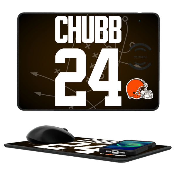 Nick Chubb Cleveland Browns 24 Ready 15-Watt Wireless Charger and Mouse Pad