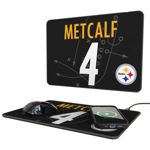 DK Metcalf Pittsburgh Steelers 4 Game Tactic 15-Watt Wireless Charger and Mouse Pad