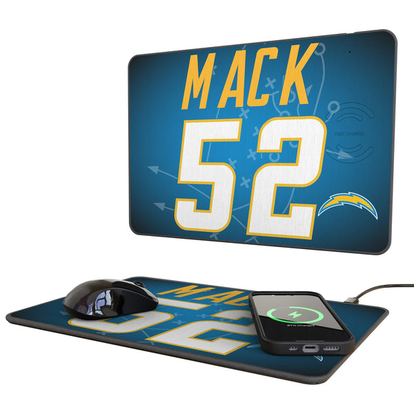 Khalil Mack Los Angeles Chargers 52 Game Tactic 15-Watt Wireless Charger and Mouse Pad
