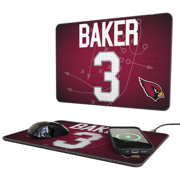 Budda Baker Arizona Cardinals 3 Game Tactic 15-Watt Wireless Charger and Mouse Pad