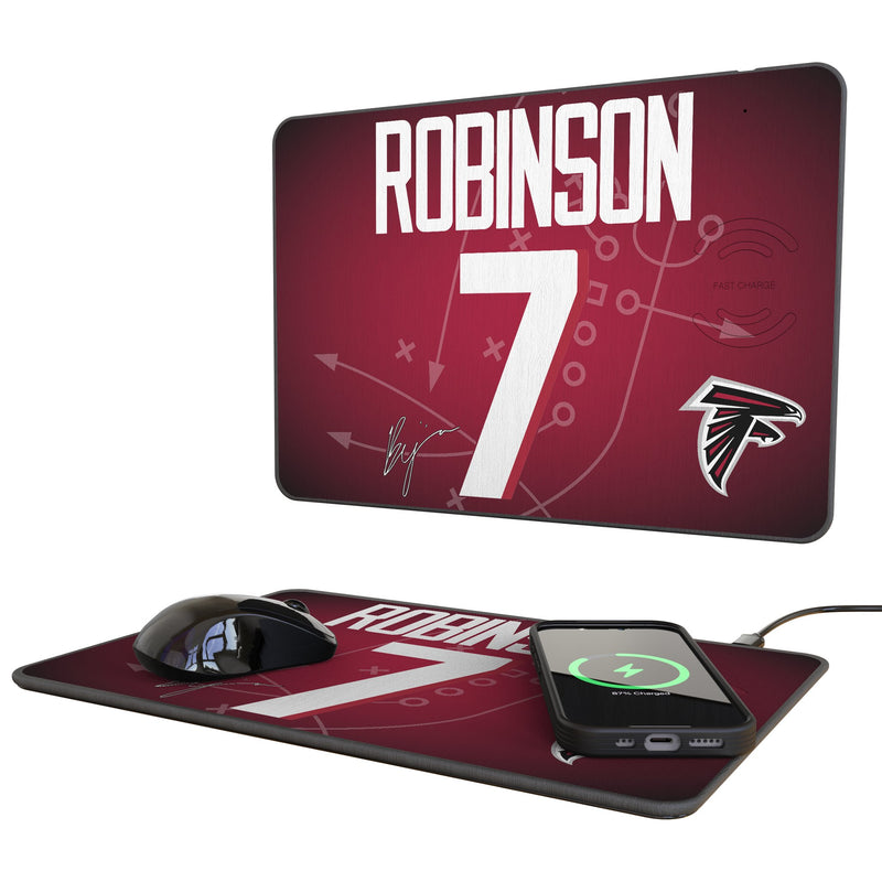 Bijan Robinson Atlanta Falcons 7 Game Tactic 15-Watt Wireless Charger and Mouse Pad