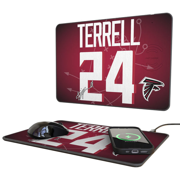 A.J. Terrell Atlanta Falcons 24 Game Tactic 15-Watt Wireless Charger and Mouse Pad