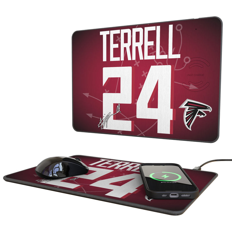 A.J. Terrell Atlanta Falcons 24 Game Tactic 15-Watt Wireless Charger and Mouse Pad