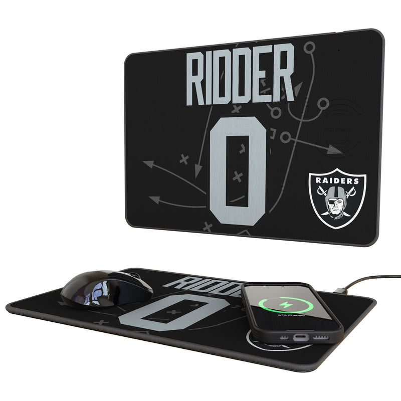 Desmond Ridder Las Vegas Raiders 0 Game Tactic 15-Watt Wireless Charger and Mouse Pad