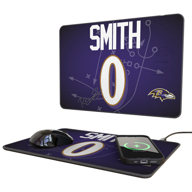 Roquan Smith Baltimore Ravens 0 Game Tactic 15-Watt Wireless Charger and Mouse Pad