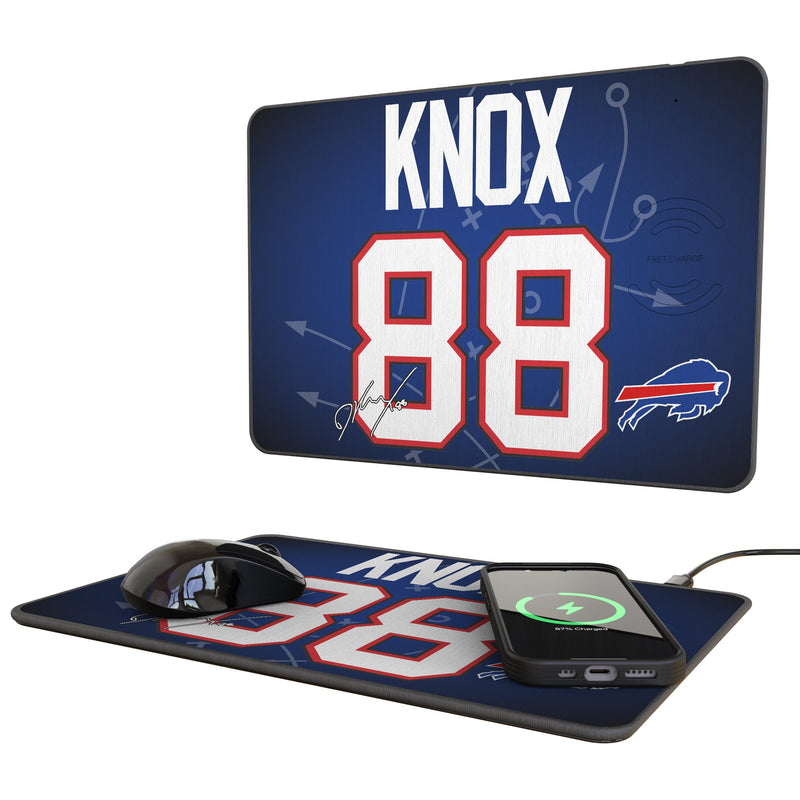 Dawson Knox Buffalo Bills 88 Game Tactic 15-Watt Wireless Charger and Mouse Pad