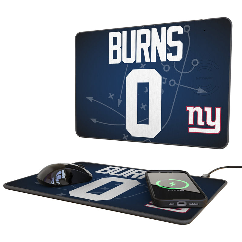 Brian Burns New York Giants 0 Game Tactic 15-Watt Wireless Charger and Mouse Pad