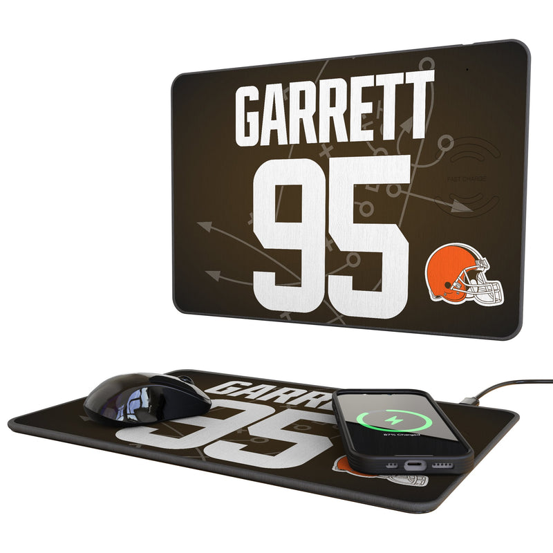 Myles Garrett Cleveland Browns 95 Game Tactic 15-Watt Wireless Charger and Mouse Pad