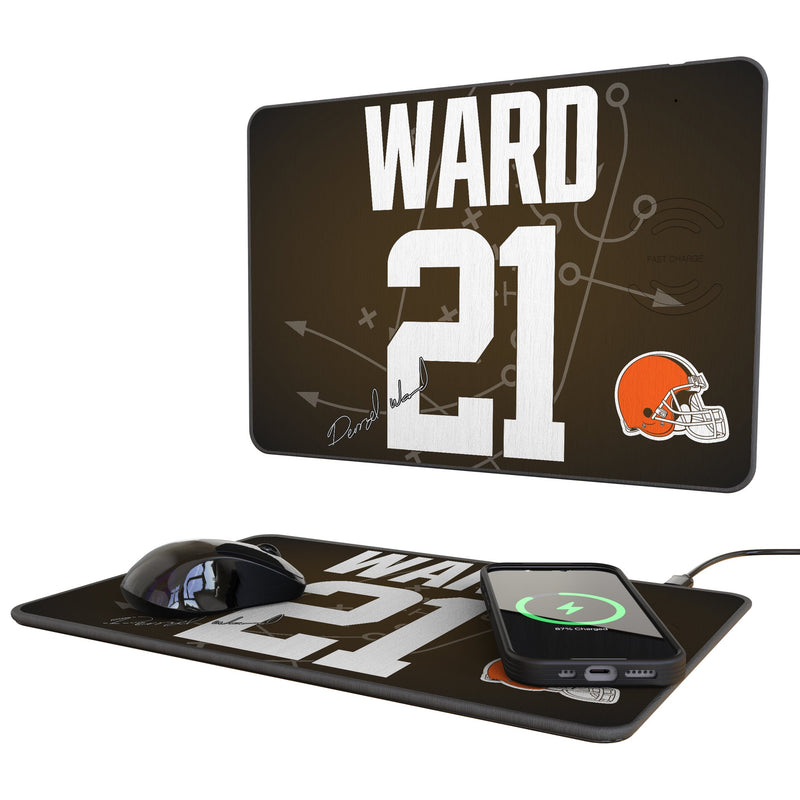 Denzel Ward Cleveland Browns 21 Game Tactic 15-Watt Wireless Charger and Mouse Pad