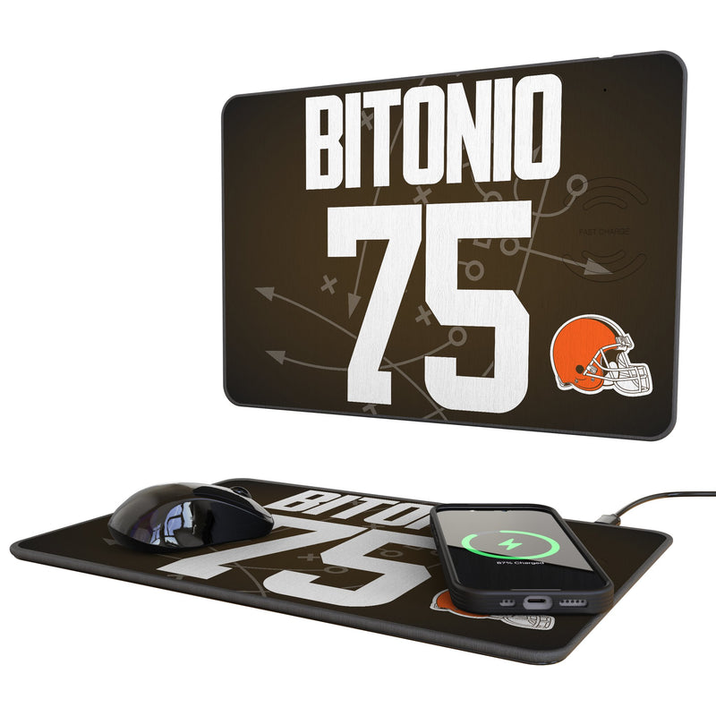 Joel Bitonio Cleveland Browns 75 Game Tactic 15-Watt Wireless Charger and Mouse Pad