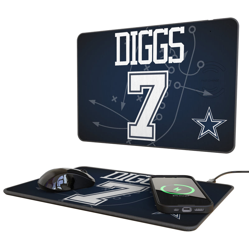 Trevon Diggs Dallas Cowboys 7 Game Tactic 15-Watt Wireless Charger and Mouse Pad