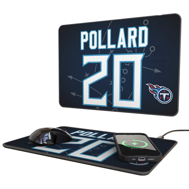 Tony Pollard Tennessee Titans 20 Game Tactic 15-Watt Wireless Charger and Mouse Pad