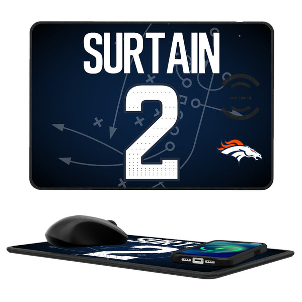 Pat Surtain II Denver Broncos 2 Ready 15-Watt Wireless Charger and Mouse Pad