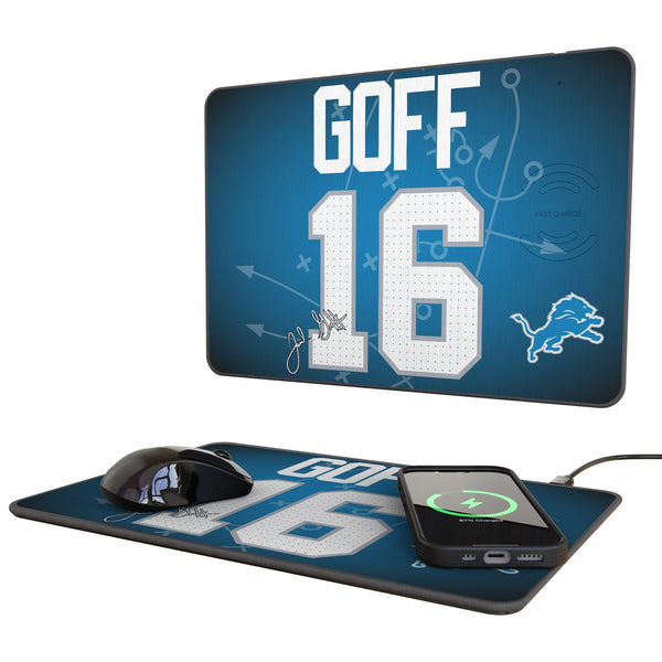 Jared Goff Detroit Lions 16 Game Tactic 15-Watt Wireless Charger and Mouse Pad