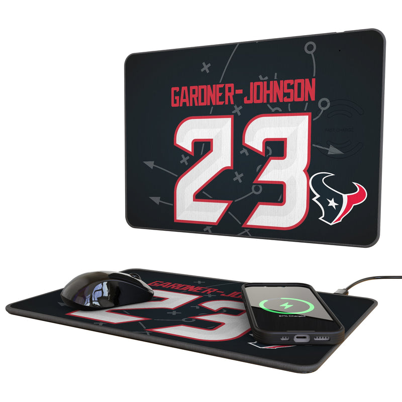 C.J. Gardner-Johnson Houston Texans 23 Game Tactic 15-Watt Wireless Charger and Mouse Pad